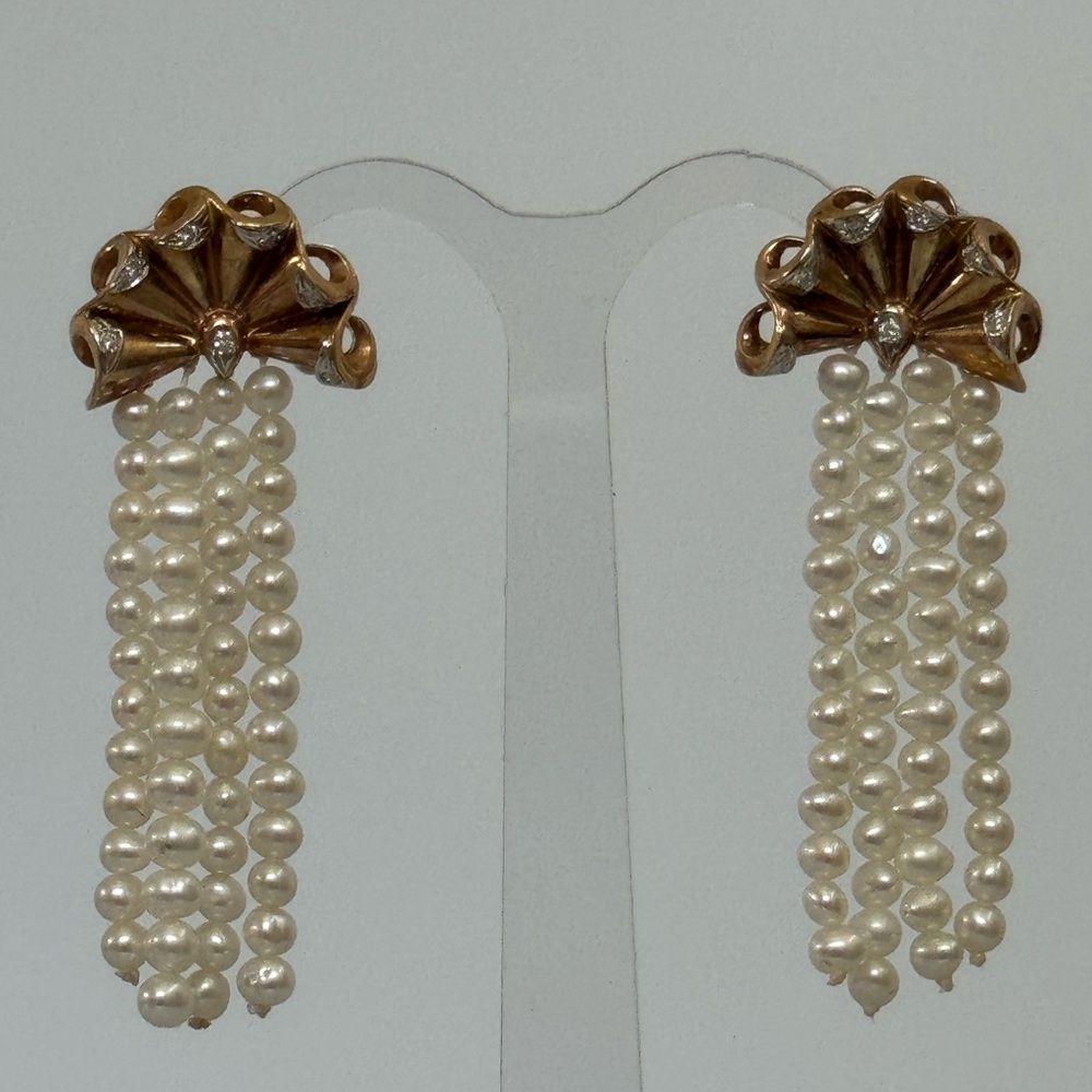 MIKIMOTO DIAMONDS 14k real solid gold real pearls